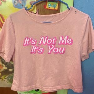 “ it’s not me it’s you ” cropped graphic tee size medium light pink baby tee